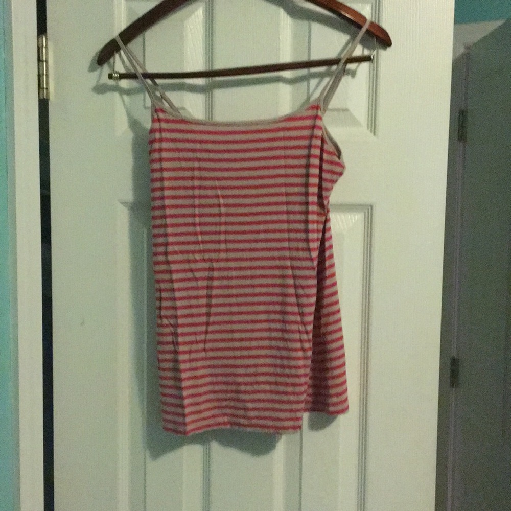 pink and tan striped tank top